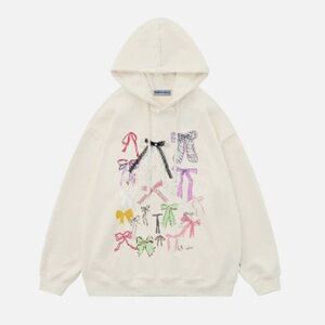 Aelfric Eden off white Hoodie with Bow Designs